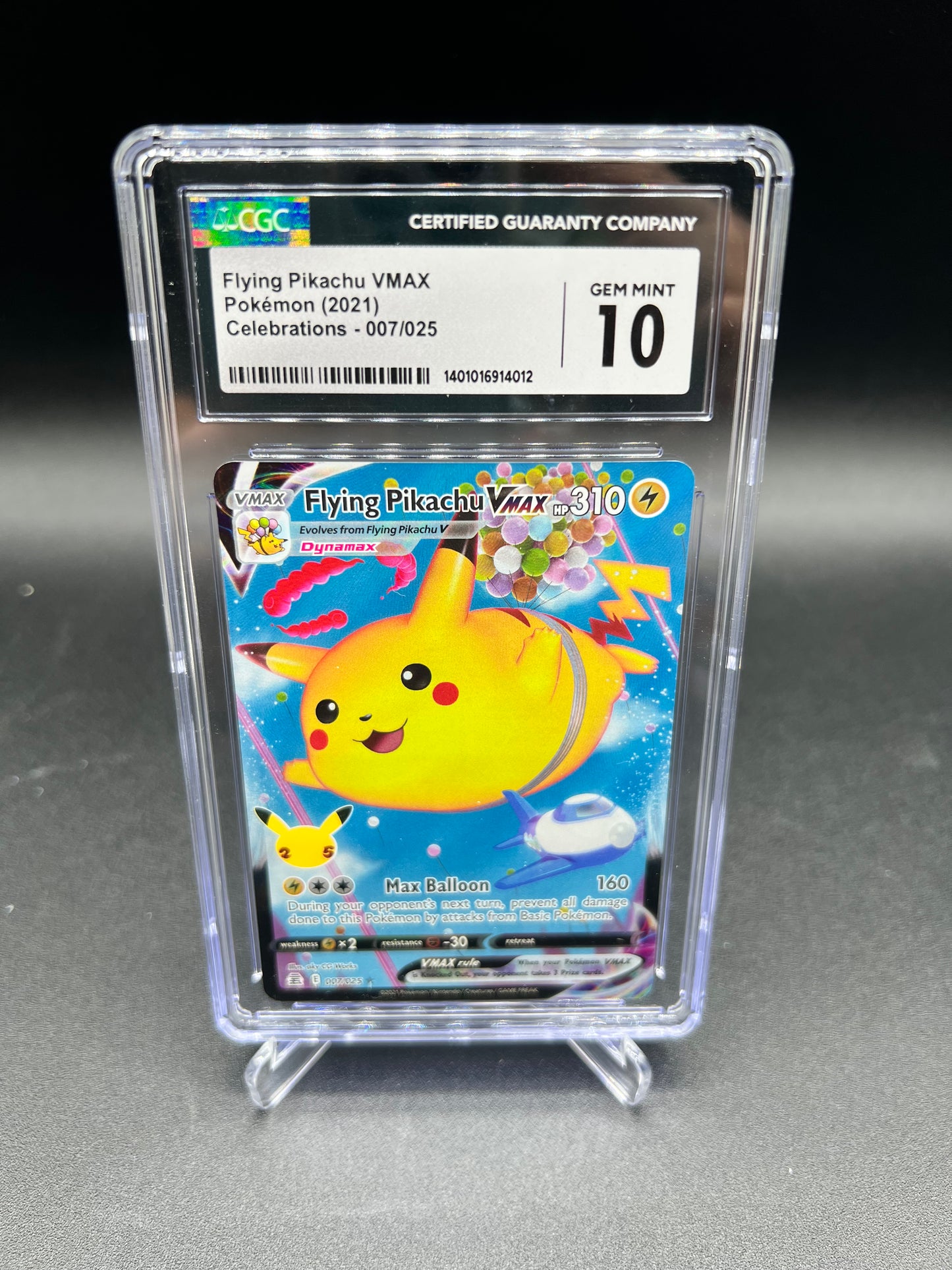 POKEMON CARD FLYING PIKACHU VMAX CELEBRATIONS 007 / 025 CGC 10 (NOT PSA)