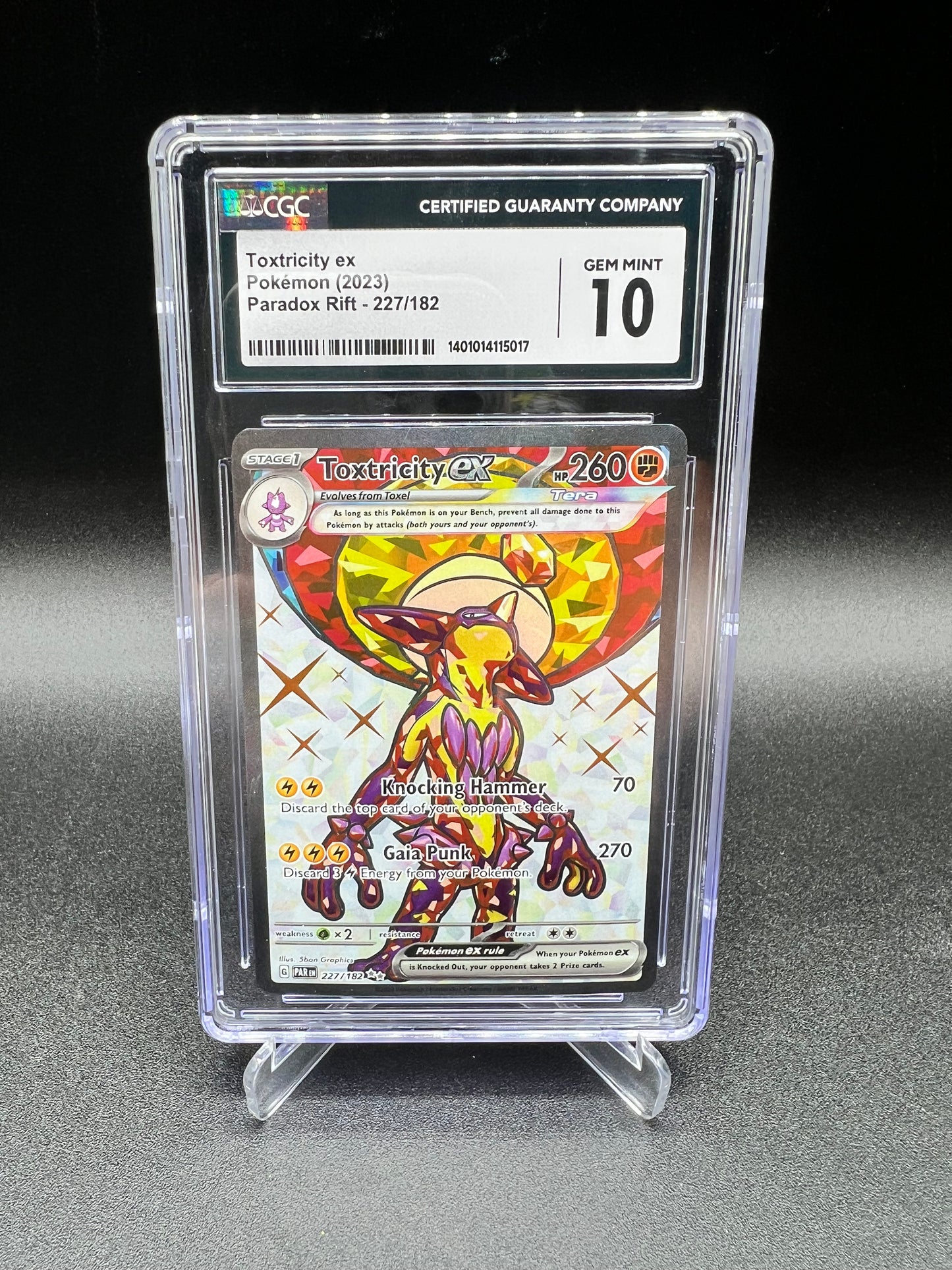 POKEMON CARD TOXTRICITY EX 227/182 PARADOX RIFT CGC 10 (NOT PSA)