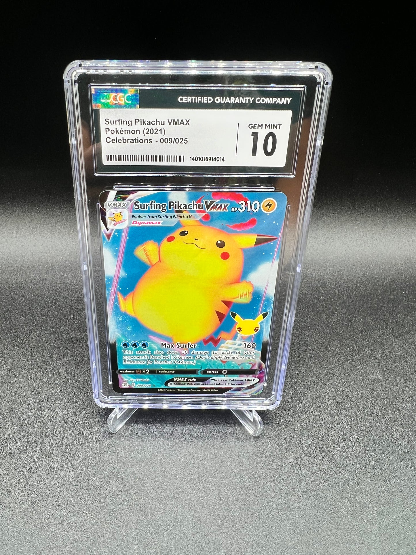 POKEMON CARD SURFING PIKACHU CELEBRATIONS 009/025 CGC 10 (NOT PSA)